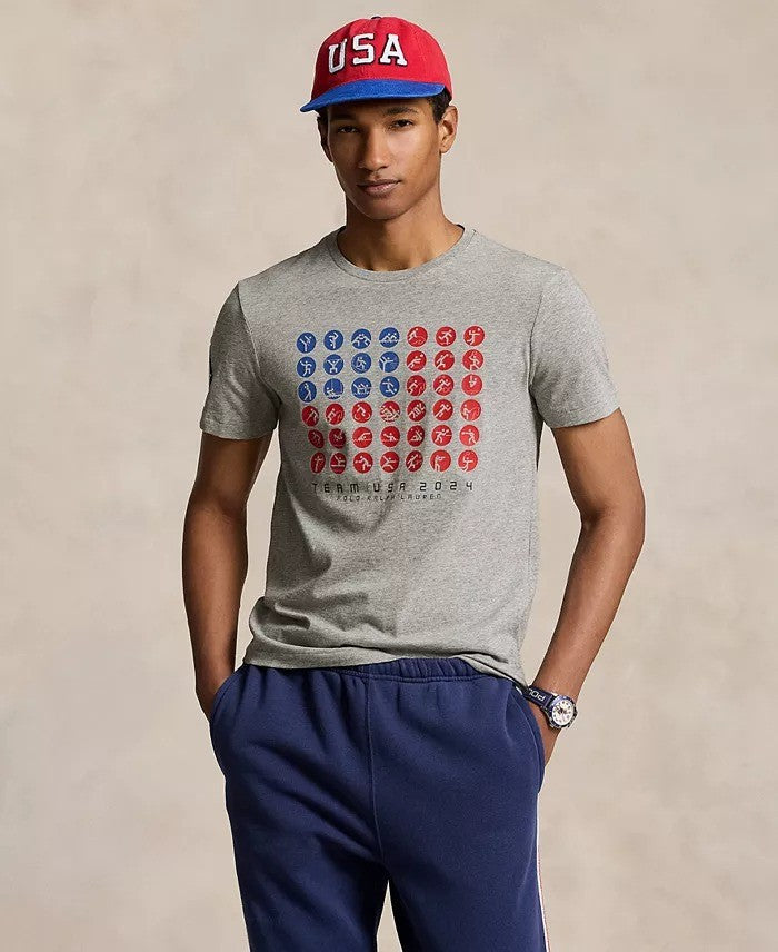 Translation missing: en.Polo Ralph Lauren T-Shirt Men's XL Grey Heather Custom Slim Fit Team USA