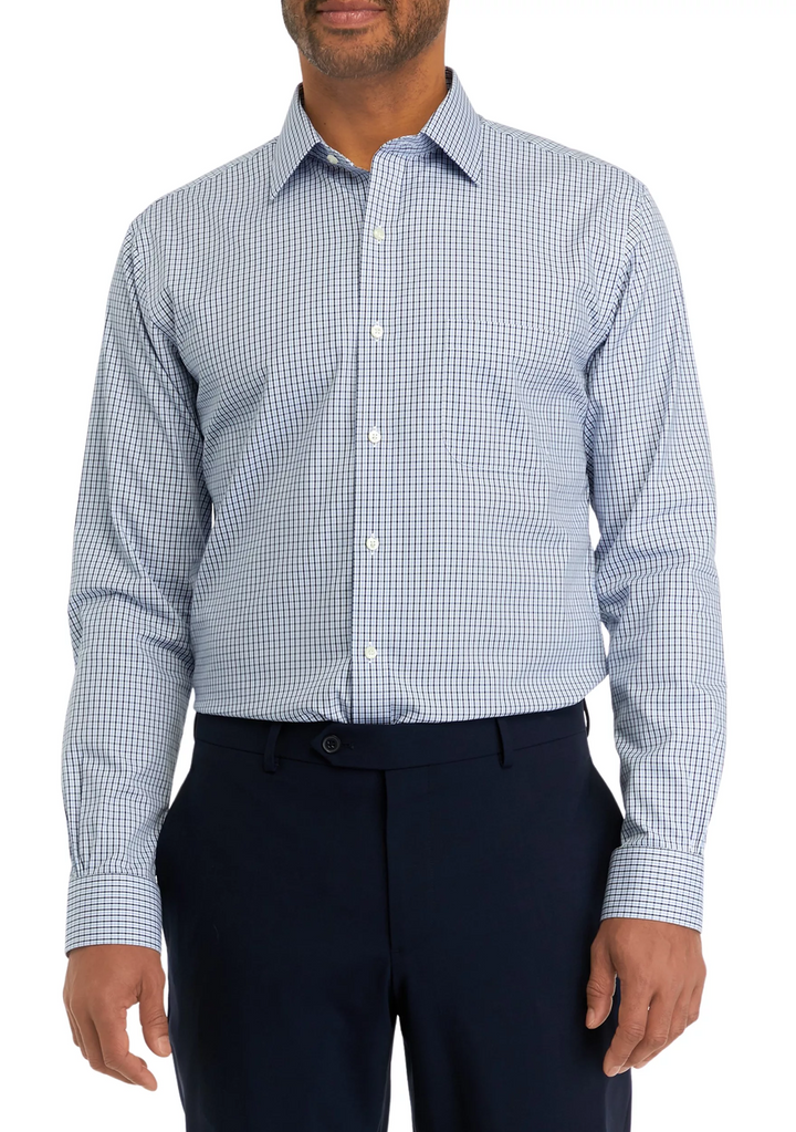 Translation missing: en.B by Brooks Brothers Regular Fit Check Dress Shirt LightPastel Blue 16.5 32/33