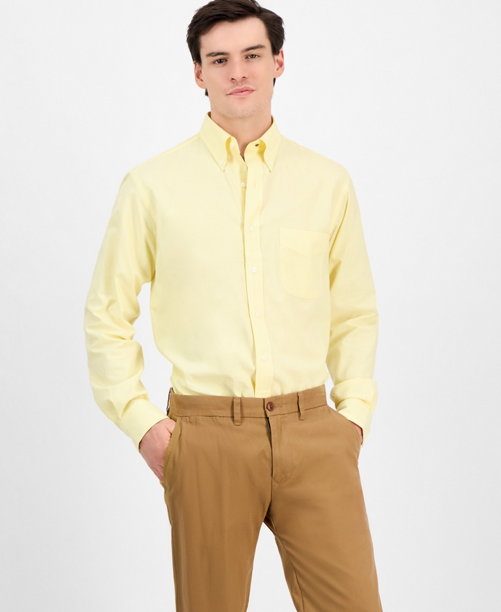Translation missing: en.Club Room Men's Regular Fit Pinpoint Dress Shirt Primrose Yellow-15.5 32/33