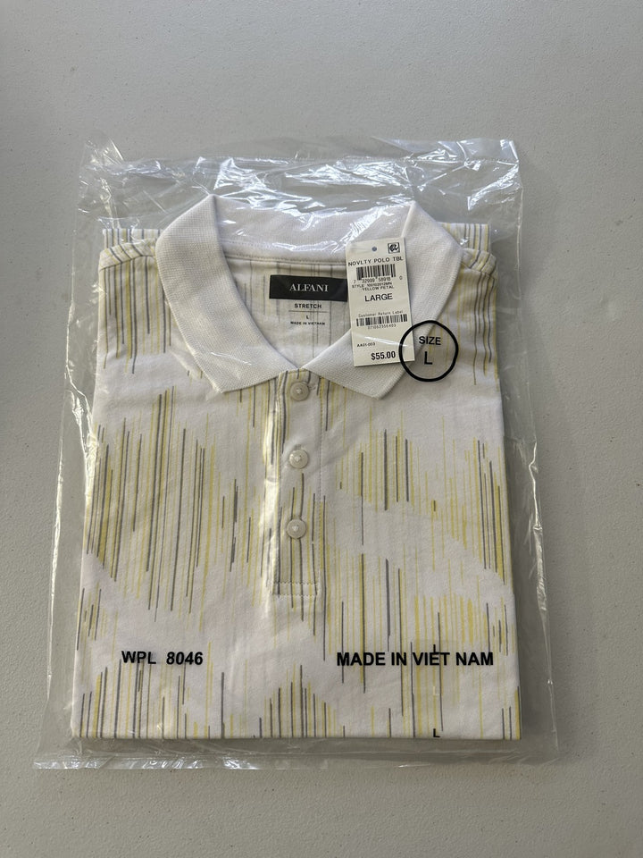 Translation missing: en.Alfani Mens Cotton Stretch Polo Shirt in Yellow Petal-Size Large