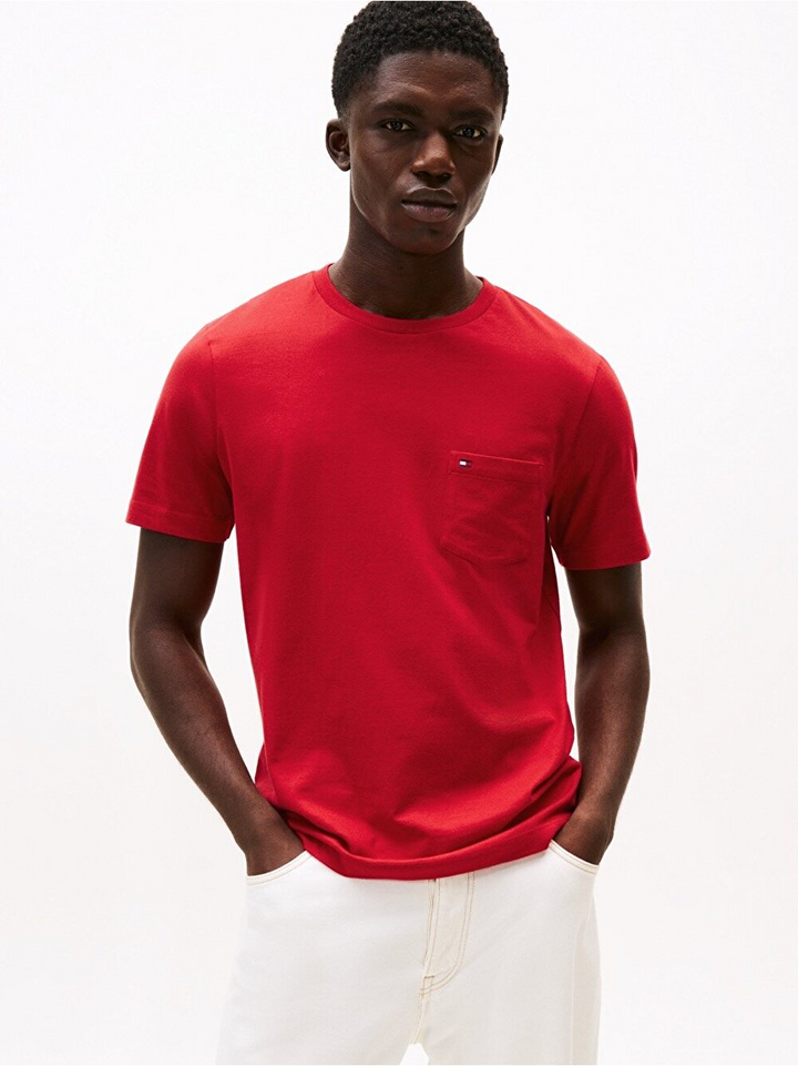 Translation missing: en.Tommy Hilfiger Men's Essential Solid Pocket T-Shirt - Primary Red-Medium