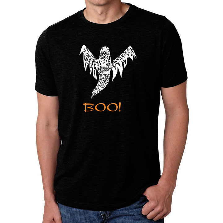 Translation missing: en.LA Pop Art Halloween Ghost  Men's Premium Blend Word Art T-Shirt Black-Large