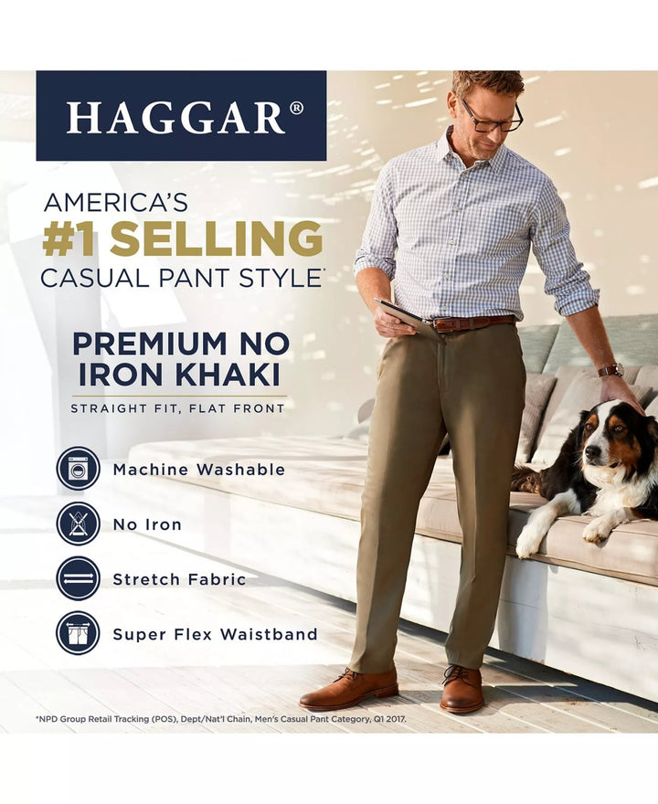 Translation missing: en.Haggar Men's Premium No Iron Khaki Straight-Fit Stretch Pants Sand-32x34