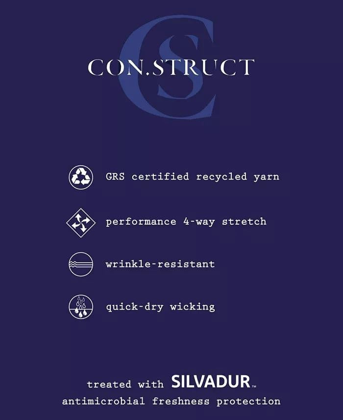 Translation missing: en.Con.Struct Mens Slim Fit Gingham Performance Stretch Dress Shirt Blue-18-18.5 35