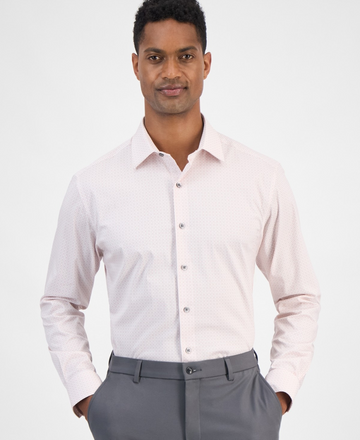 Translation missing: en.Alfani Men's Round Medallion Print Dress Shirt White Mauve-S 14-14.5 32/33