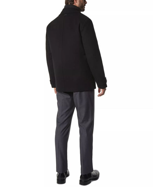 Translation missing: en.Marc New York Men's Danton Peacoat with Inset Bib Wool Blend Black-Size XL