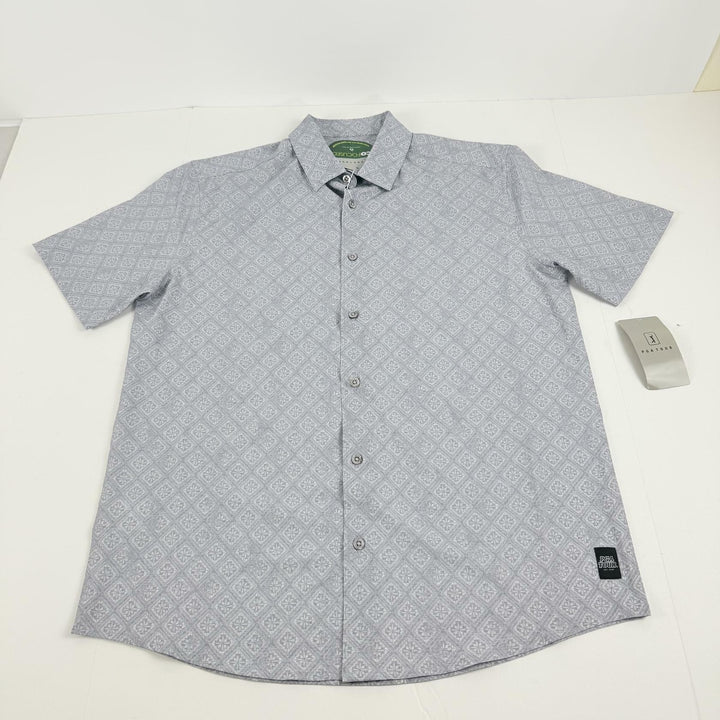 Translation missing: en.PGA Tour Men's Medallion-Print Button-Up Golf Shirt - Tradewinds Gray-2XL