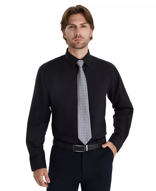 Translation missing: en.Club Room Men's Regular-Fit Dress Shirt Cotton Blend Deep Black L 16-16.5 34/35