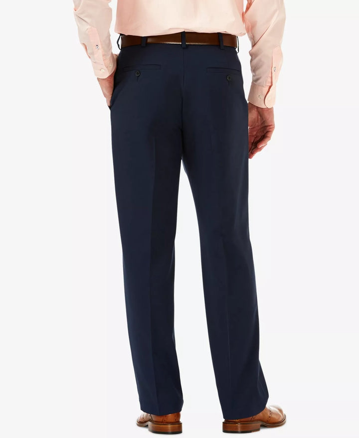 Translation missing: en.Haggar Men's Cool 18 Pro Reg-Fit 4-Way Stretch Pleated No Iron Pants Navy-44x29
