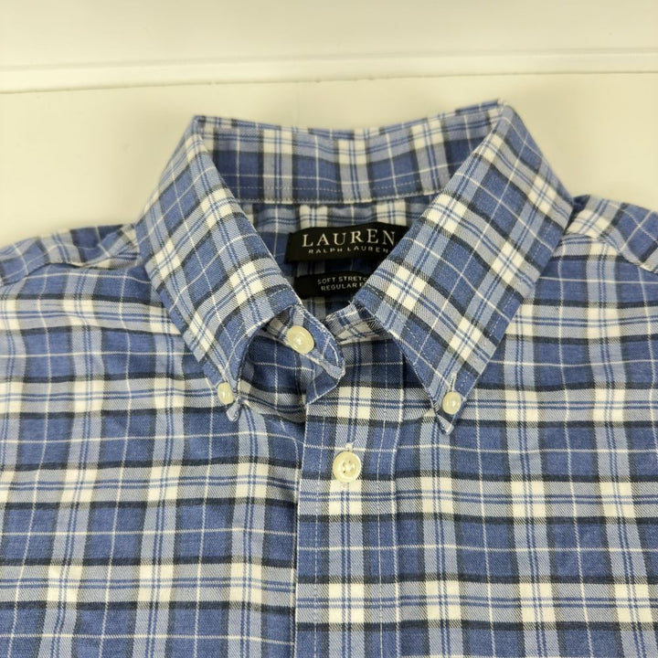Translation missing: en.Polo Ralph Lauren Mens Soft Stretch Plaid Reg Fit Shirt Shetland Blue-Small