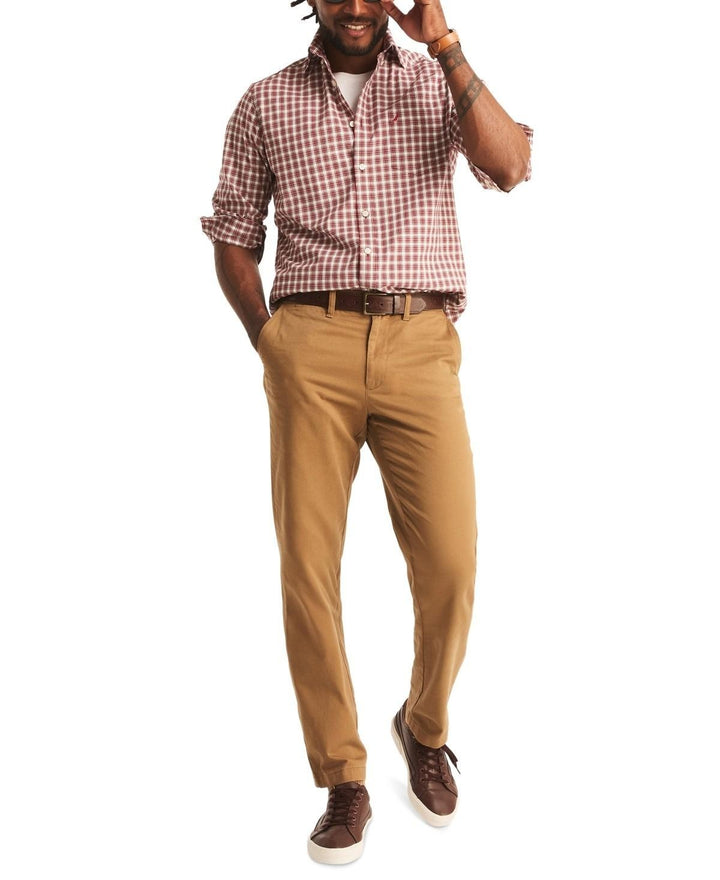 Translation missing: en.Nautica Men's Classic-Fit Wrinkle-Resistant Plaid Button-Up Shirt Naut Red-Small