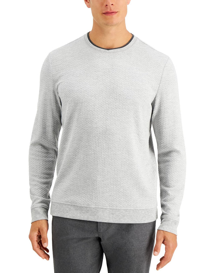 Translation missing: en.Tasso Elba Men's Crossover Textured Sweater Sterling Heather-2XL