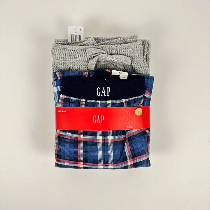 Translation missing: en.Gap Mens 2Pk. Waffle-Knit Jogger-Leg Pajama Pants Gray Heather/Blue Plaid-XL