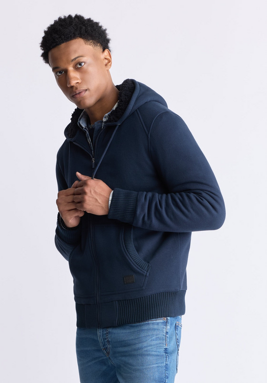 Translation missing: en.Buffalo David Men's Fasox Zip-Front Hooded Jacket Midnight Blue Reg Fit-Medium
