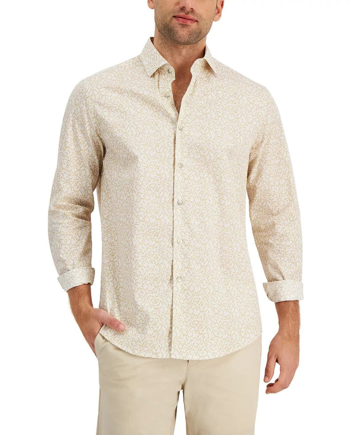 Translation missing: en.Alfani Men's Relaxed-Fit Floral Print Shirt in Winter Ivory CB-Small