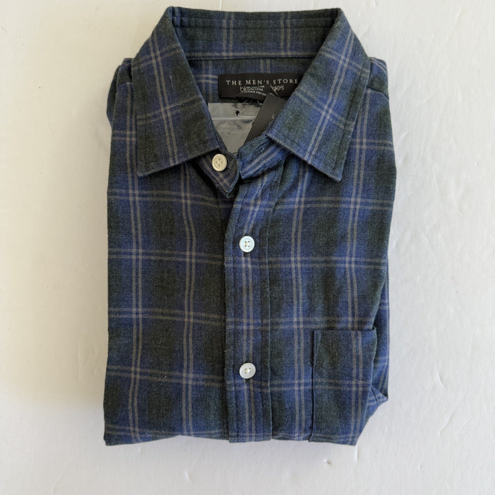 Translation missing: en.The Men's Store  Check-Print Classic Fit Shirt Grey Navy-Small