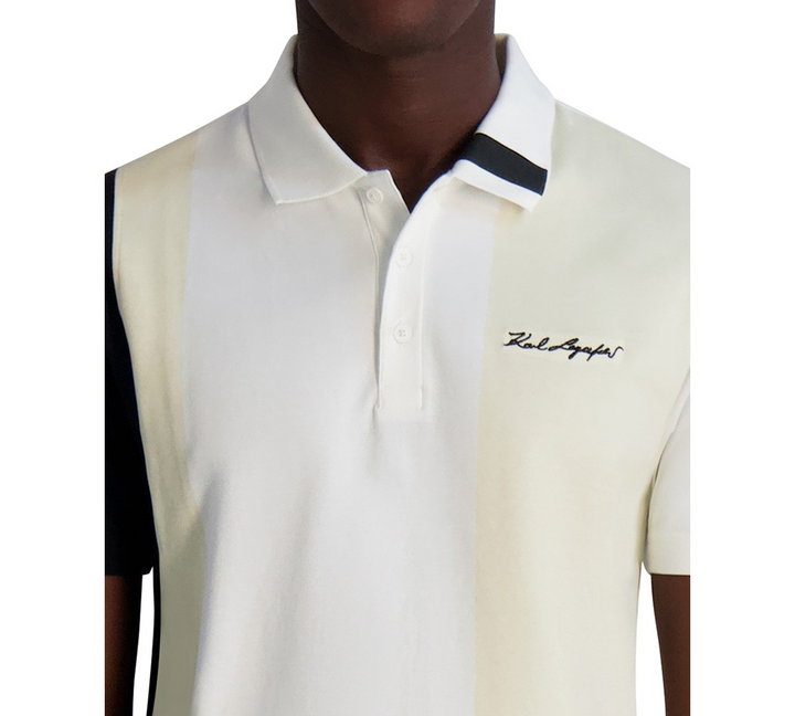 Translation missing: en.Karl Lagerfeld Men's Regular-Fit Colorblocked Polo Shirt Black White-2XL