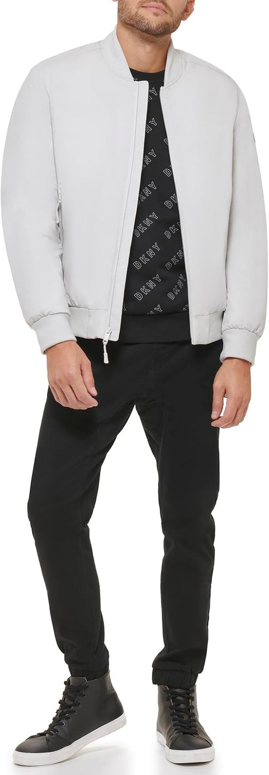 Translation missing: en.DKNY Men's Lightweight Stretch Bomber Jacket in Ice Gray-Large