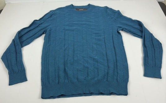 Translation missing: en.Alfani Men's Textured Chevron Long-Sleeve Crewneck Sweater, Blue Gem-XL