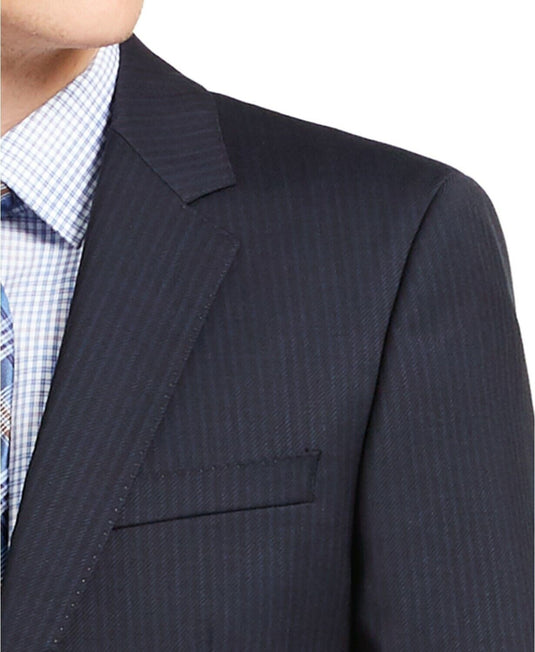 Translation missing: en.Hugo Boss Henry 182 Men's Slim-Fit Navy Blue Stripe Suit Jacket 38