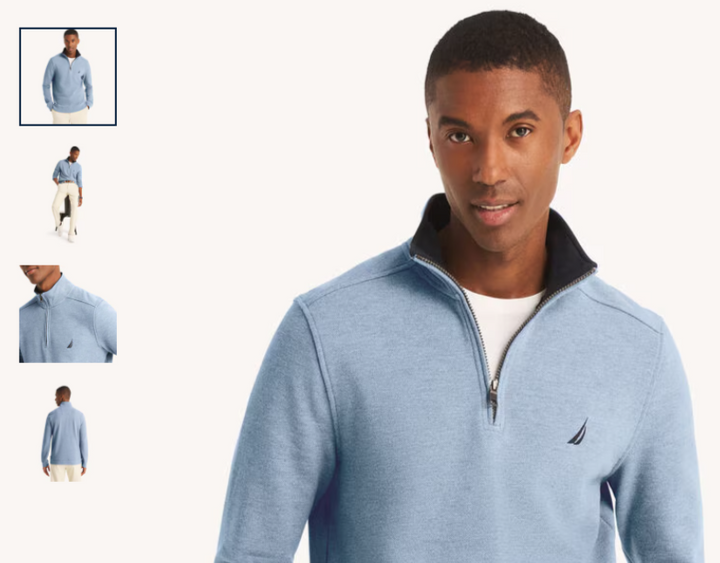 Translation missing: en.Nautica Men's Fleece Quarter-Zip Sweatshirt Deep Anchor Heather-Medium