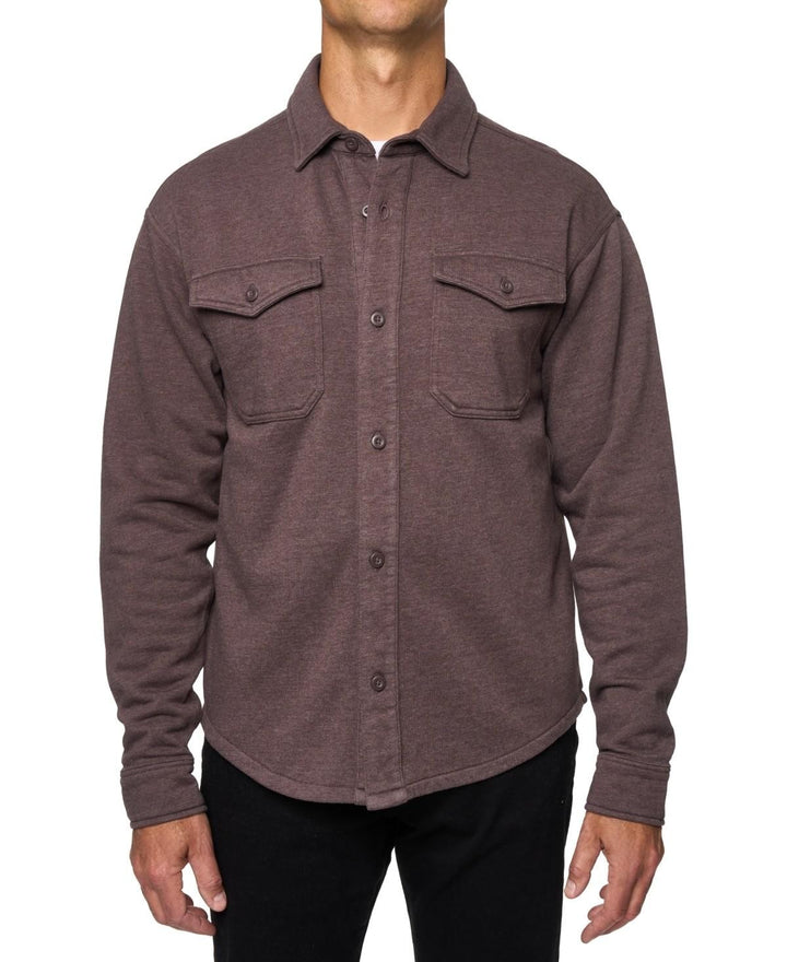Translation missing: en.Lazer Men's Relaxed Fit Long Sleeve Burnt Fleece Shirt-Jacket Seal Brown-Small