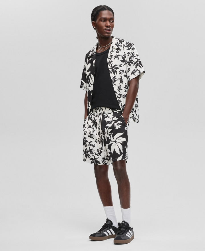 Translation missing: en.Mode of One Men's Palm Reverse Splicing Pull-On Shorts Relaxed Fit Black Multi-S