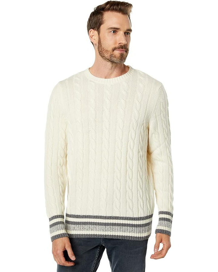 Translation missing: en.Benson Men's Aspen Relaxed-Fit Cable-Knit Sweater in Cream-Medium