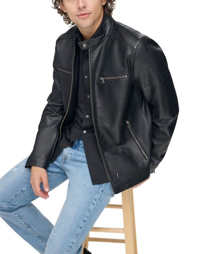 Translation missing: en.Levi's Men's Faux Leather Racer Jacket - Black-Size 2XL