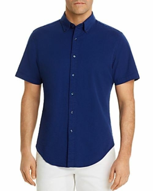 Translation missing: en.The Men's Store Premium Seersucker Solid Classic Fit Button-Down Shirt Navy-XL
