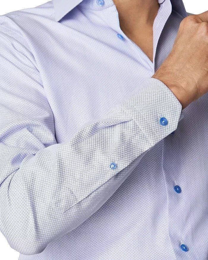 Translation missing: en.Eton Men's Slim Fit Brocade Dress Shirt in Light/Pastel Blue Size EU38 US15