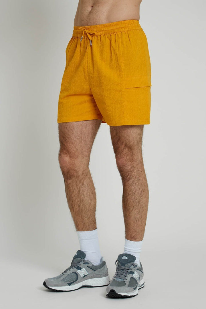 Translation missing: en.Native Youth Men's Vaughn Regular-Fit Seersucker Shorts Orange-30
