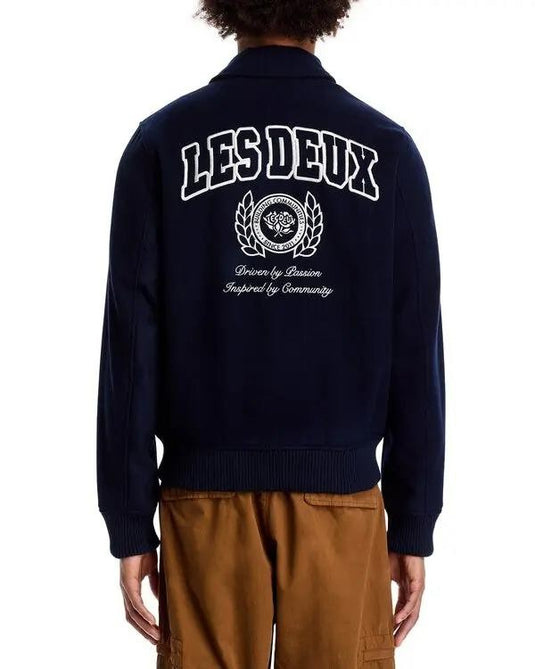 Translation missing: en.Les Deux University Varsity Jacket Dk Navy Ivory Size XL Wool Blend Men Reg Fit