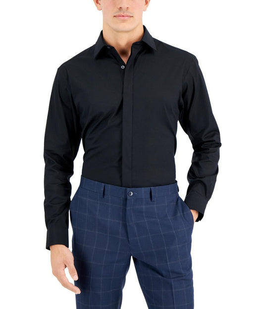 Translation missing: en.Alfani Slim fit Dress Shirt 16-16.5 32-33 Black Convertible-Cuff
