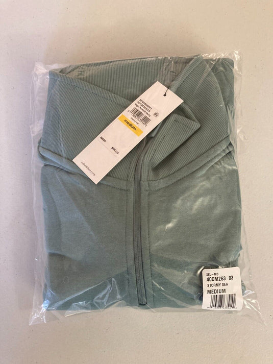 Translation missing: en.Calvin Klein Relaxed Fit Logo French Terry 1/4 Zip Sweatshirt Stormy Sea Green-M