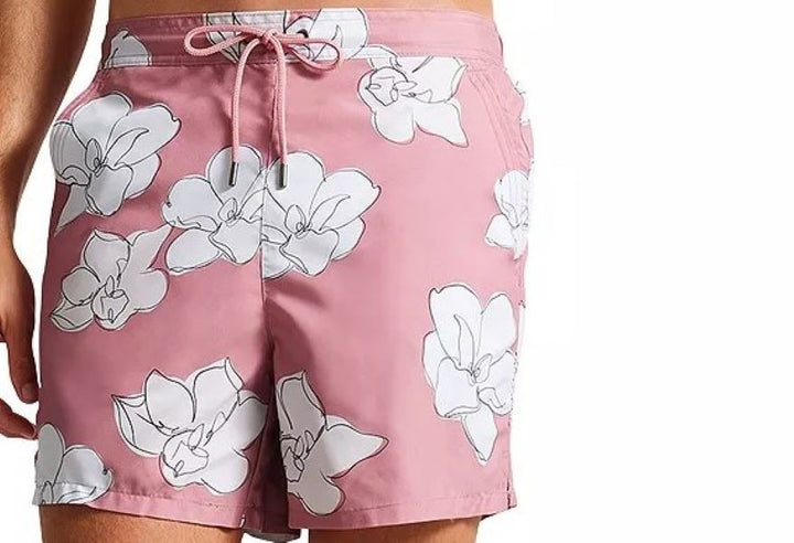 Translation missing: en.Ted Baker Men's Ampbell Large Scale Floral Swim Trunks Mid Pink-US Large UK 5
