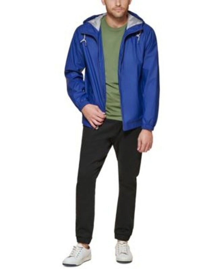 Translation missing: en.Club Room Men's Rubberized Lightweight Hooded Rain Jacket in Navy-Medium