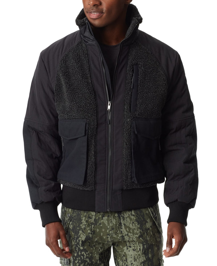 Translation missing: en.Bass Outdoor Men's Mixed-Media Full-Zip Bomber Jacket - Caviar-Medium