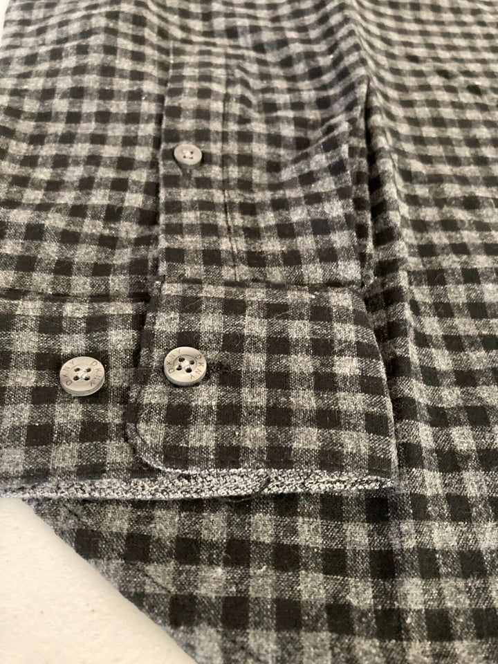 Translation missing: en.DKNY Men's Fulton Gingham Long-Sleeve Cotton Flannel Shirt Charcoal Heather-XL