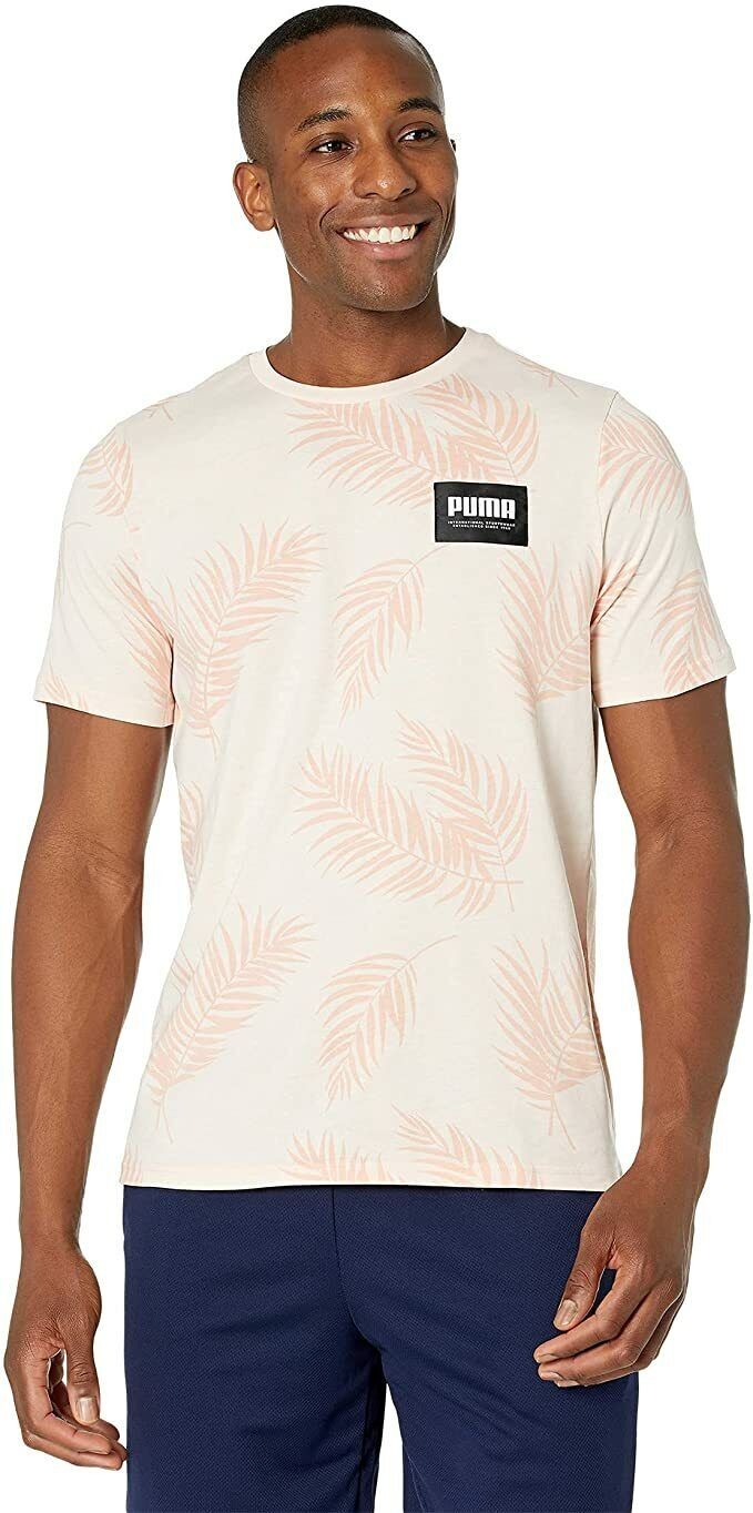 Translation missing: en.PUMA Men's Summer Court All Over Print T-Shirt in Cloud Pink/Rose-Medium