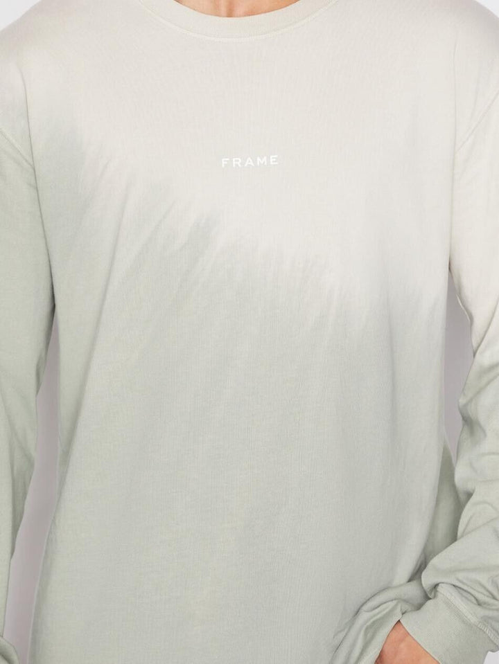 Translation missing: en.FRAME Men's Dip Dyed Two Tone Long Sleeve Tee in Milk Beige Tie Dye-Large
