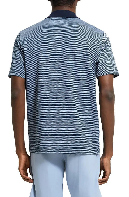 Translation missing: en.Theory Men's Bron Stripe Cosmos Slub Cotton Polo in ORY Baltic/Heron-Medium