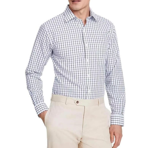 Translation missing: en.B by Brooks Brothers Men's Regular-Fit Windowpane Dress Shirt - Navy-14.5 32/33