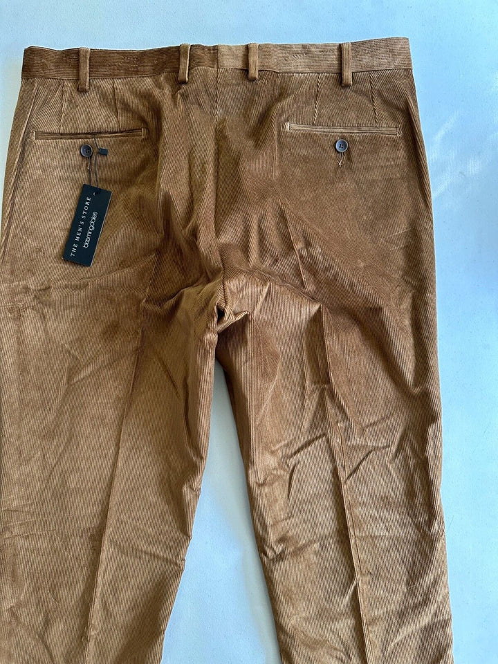Translation missing: en.The Mens Store Designer Stretch Corduroy Regular Fit Pants Lt Brown-38R Unhemmed