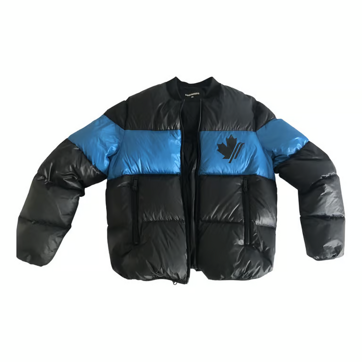 Translation missing: en.DSQUARED2 Men's Down Color-block Puffer Jacket in Black/Blue_Size EU 50 US L 40
