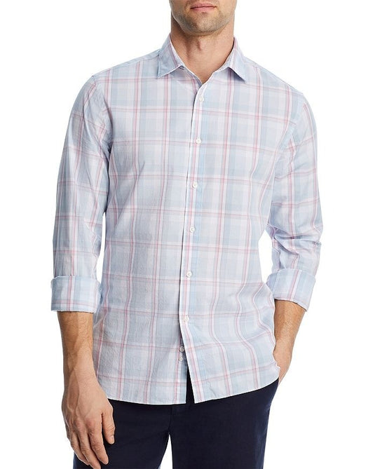 Translation missing: en.The Men's Store Major Dept Store Casual Stretch Plaid Slim Shirt Blue Pink-2XL
