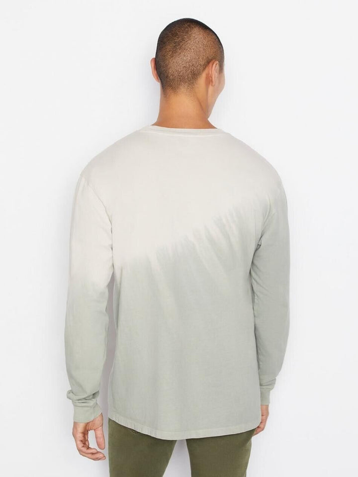 Translation missing: en.FRAME Men's Dip Dyed Two Tone Long Sleeve Tee in Milk Beige Tie Dye-Large