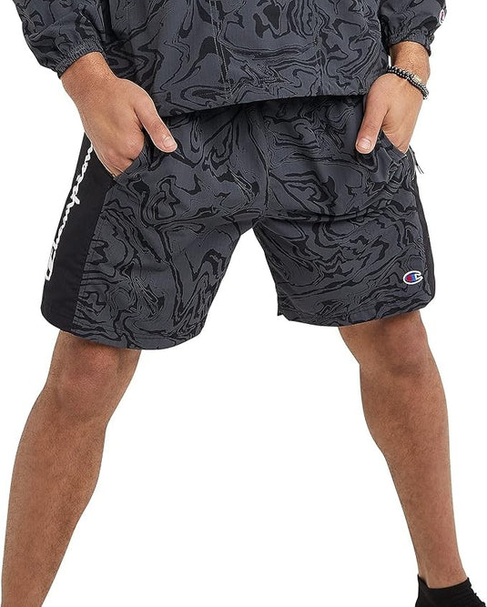 Translation missing: en.Champion Mens Hybrid Shorts, Black Marble, 7" Liquid Stealth/Black-XL