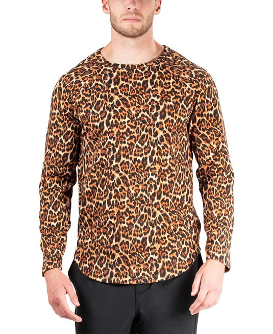 Translation missing: en.Natori Men's Modal/Cotton Kaede Leopard-Print Raglan Shirt Leopard-Large