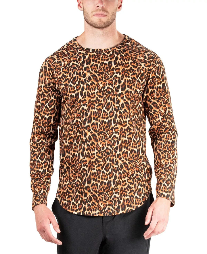 Translation missing: en.Natori Men's Modal/Cotton Kaede Leopard-Print Raglan Shirt Leopard-Large